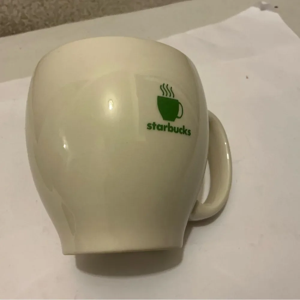 Vintage Starbucks Barista White Coffee Mug Cup Green Logo 2003